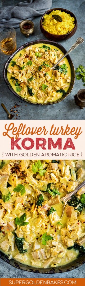 Leftover turkey Korma with golden rice