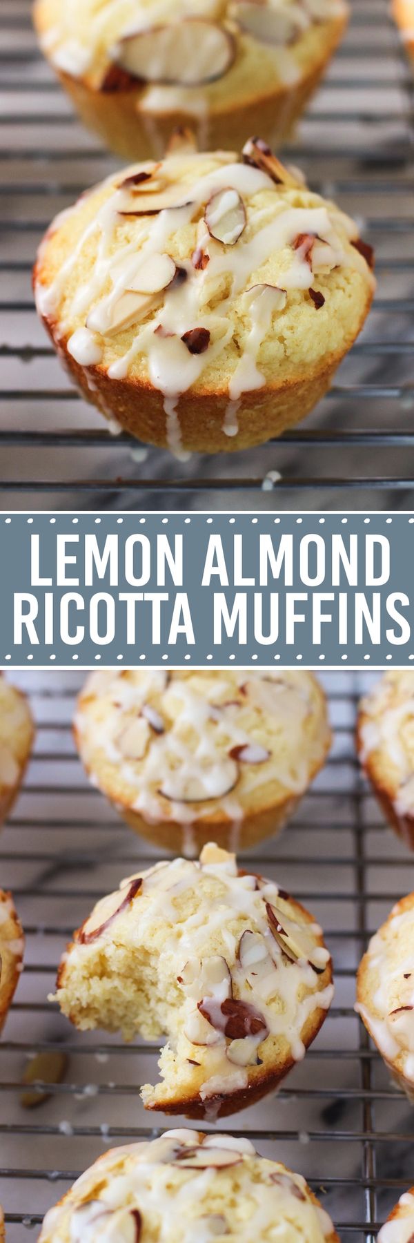 Lemon Almond Ricotta Muffins with Almond Glaze