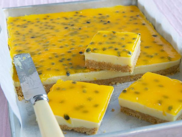 Lemon and passionfruit slice