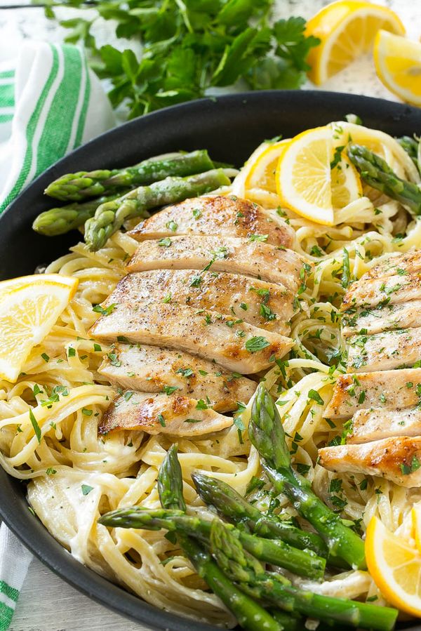 Lemon Asparagus Pasta with Grilled Chicken