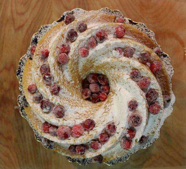 Lemon Bundt Cake with Candied Cranberries