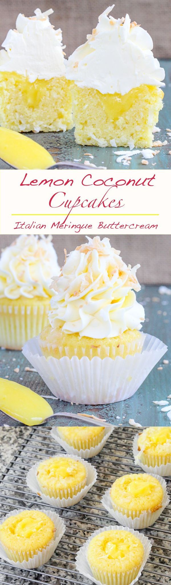 Lemon Coconut Cupcakes (Italian Meringue Buttercream