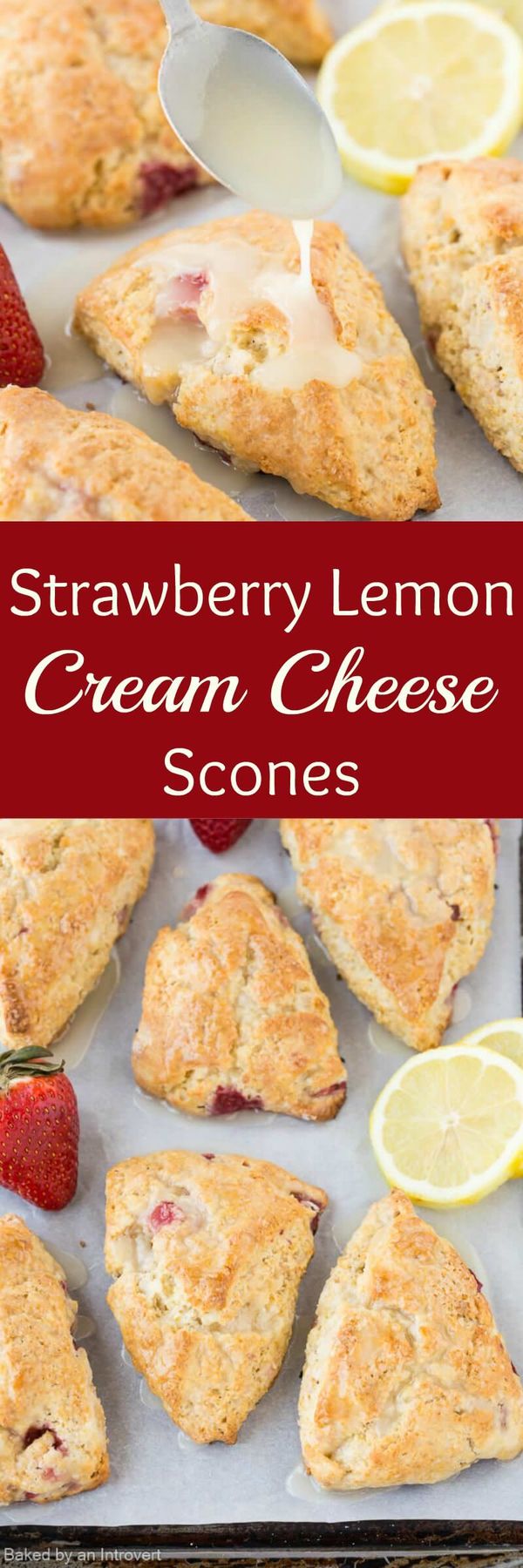 Lemon Cream Cheese Scones with Strawberries