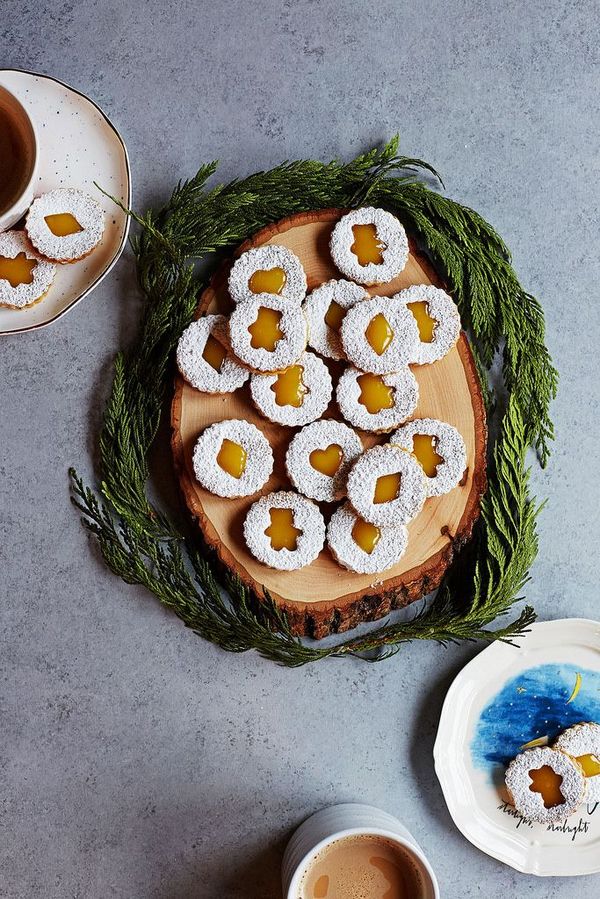 Lemon Pistachio Linzer Cookies