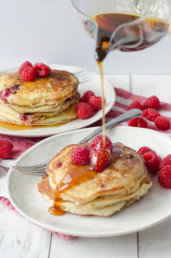 Lemon Raspberry Ricotta Pancakes