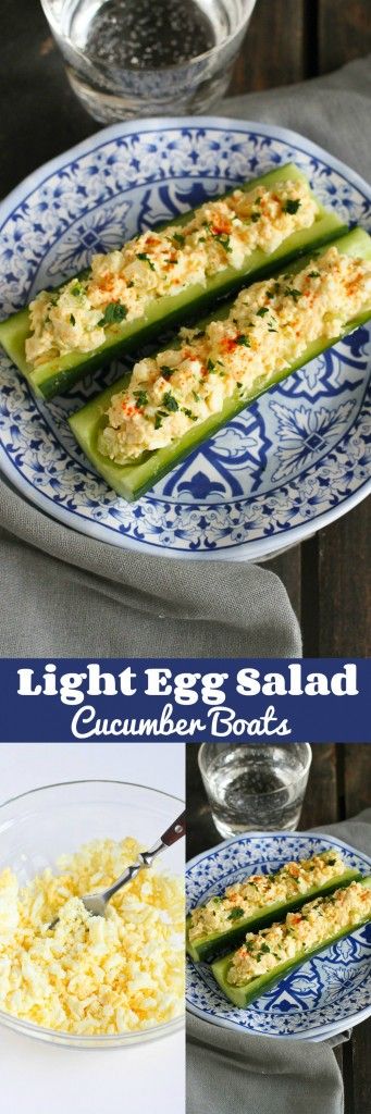 Light Egg Salad Cucumber Boats