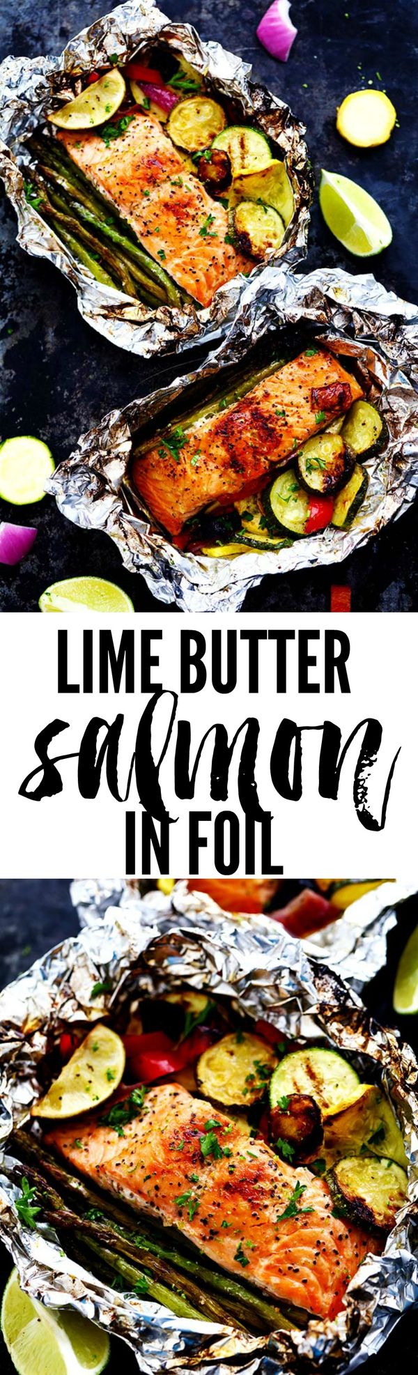 Lime Butter Salmon in Foil with Summer Veggies