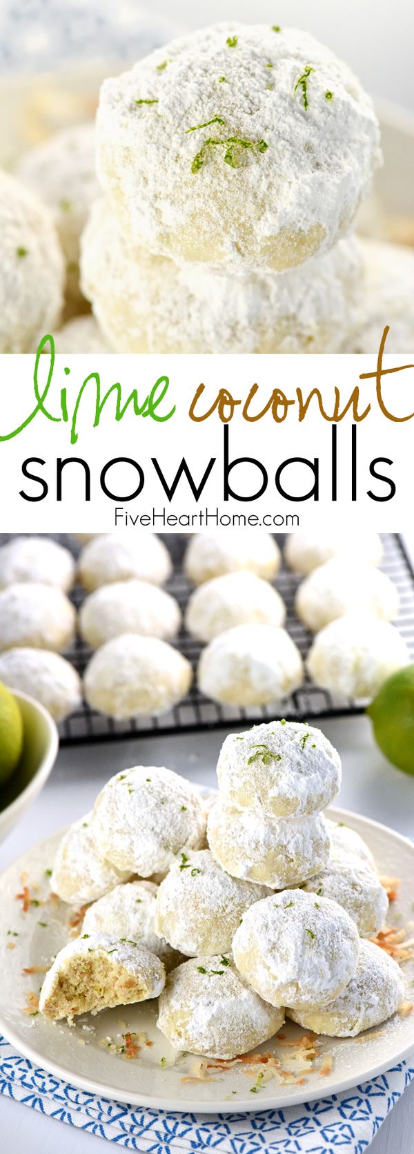 Lime Coconut Snowball Cookies