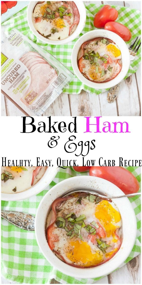 Low Carb Baked Ham & Eggs with Tomato