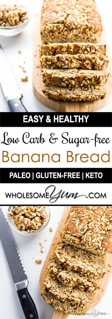 Low Carb Banana Bread (Paleo, Gluten-free, Sugar-free