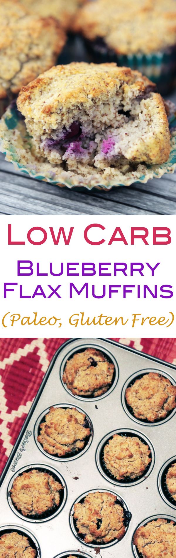 Low Carb Blueberry Flax Mini Muffins