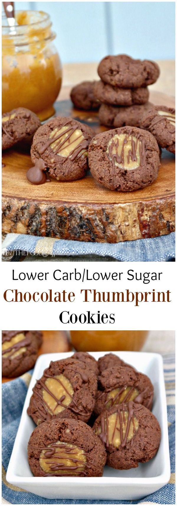 Low Carb Chocolate Thumbprint Cookies with Caramel Filling