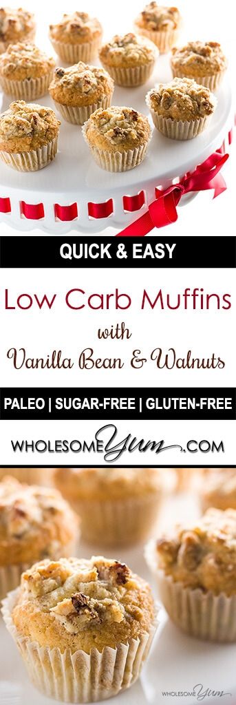 Low Carb Muffins with Vanilla Bean & Walnuts (Paleo, Gluten-free