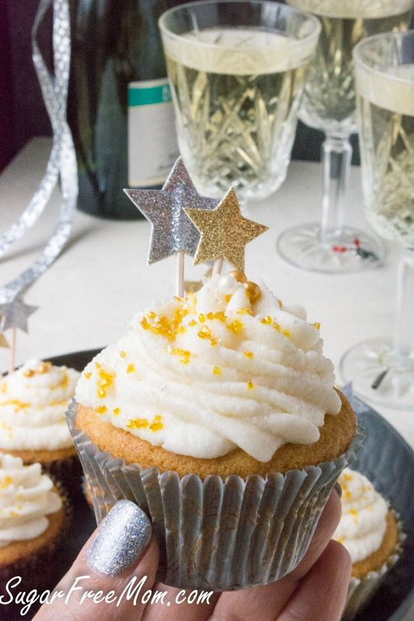 Low Carb Sugar-Free Sparkling Champagne Cupcakes