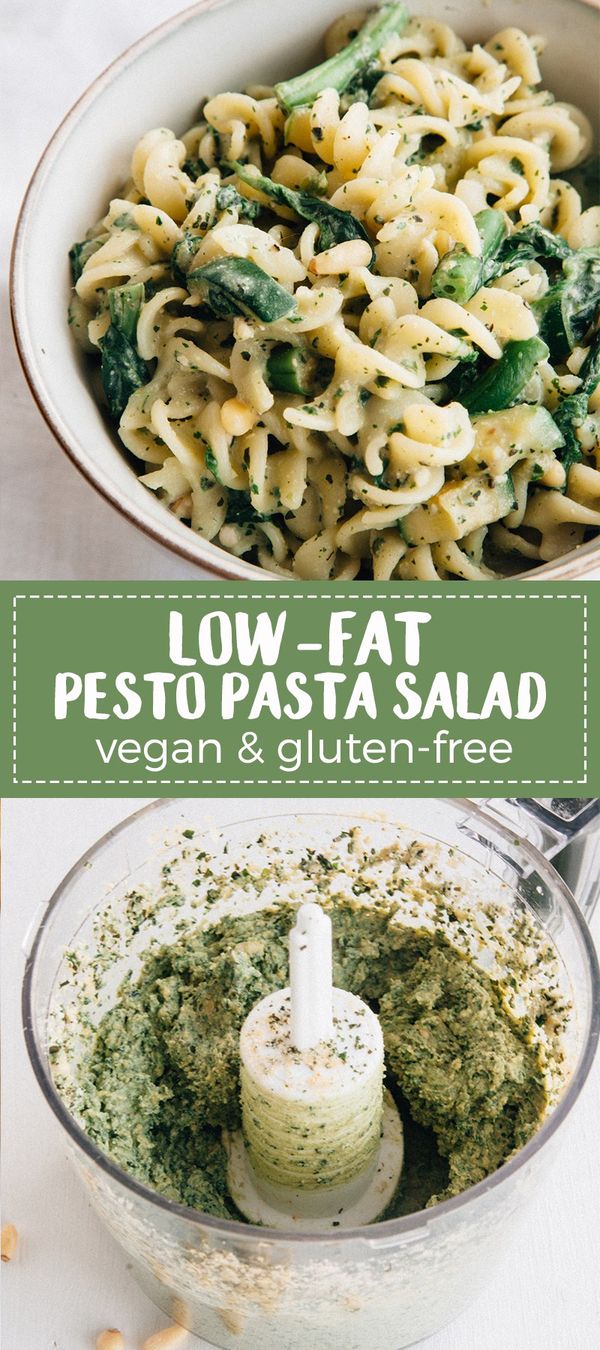 Low-Fat Vegan Pesto Pasta Salad (Gluten-free Option