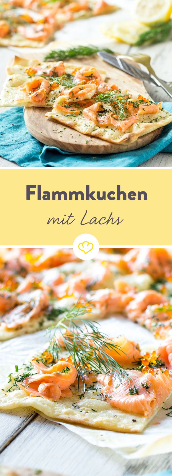 Luftiger Flammkuchen mit Lachs, Dill und „falschem“ Kaviar