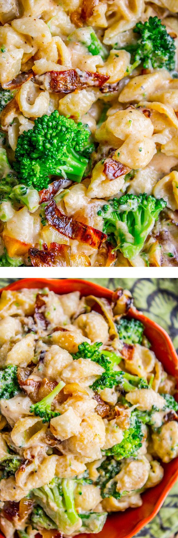 Mac and Cheese with Caramelized Onions and Broccoli