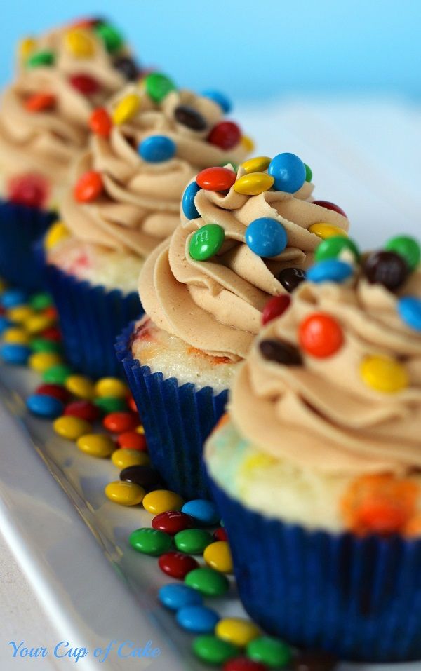 M&M Cupcakes with Peanut Butter Frosting