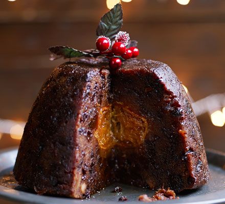 Mandarin-in-the-middle Christmas pud