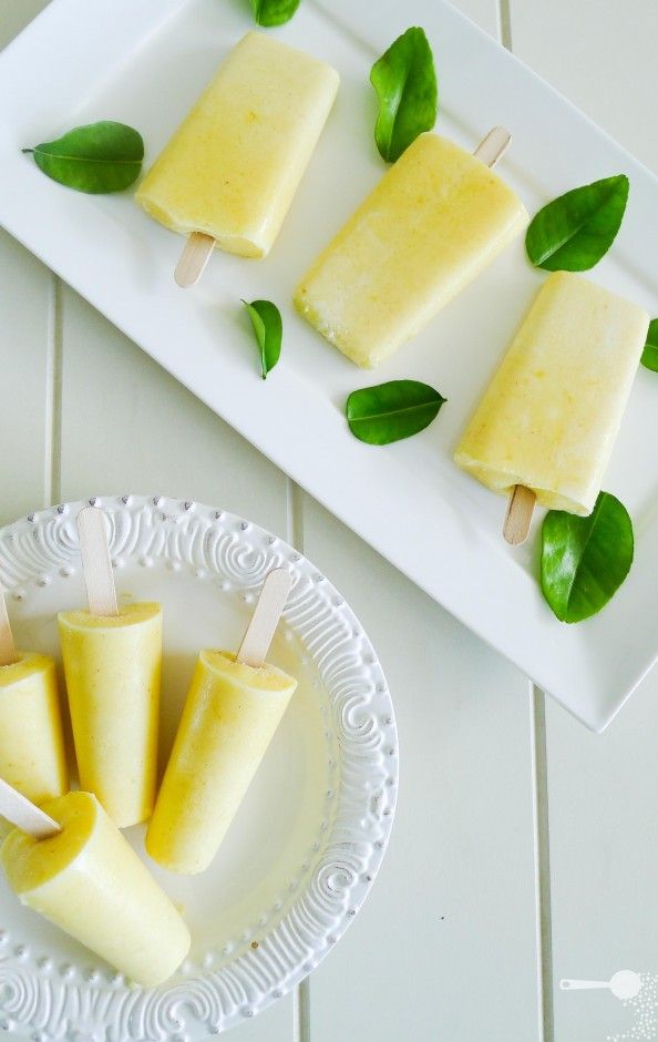 Mango and yoghurt ice pops