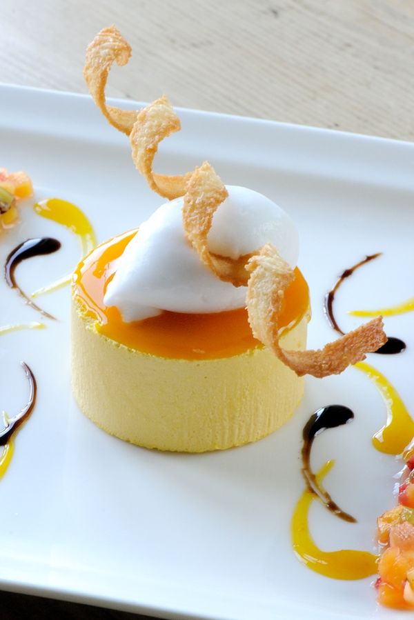 Mango parfait with coconut sorbet