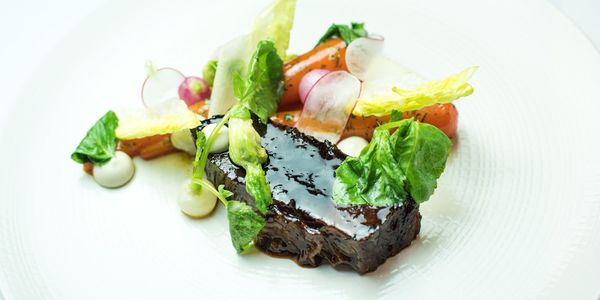 Maple brined and braised beef brisket with oyster emulsion