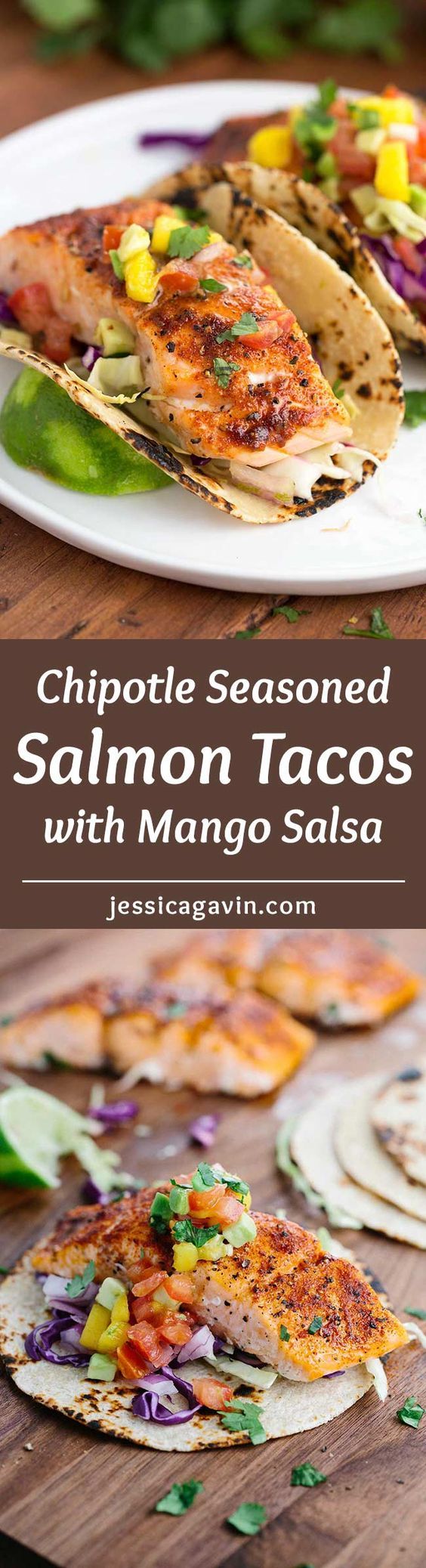 Maple Chipotle Salmon Tacos with Mango Salsa