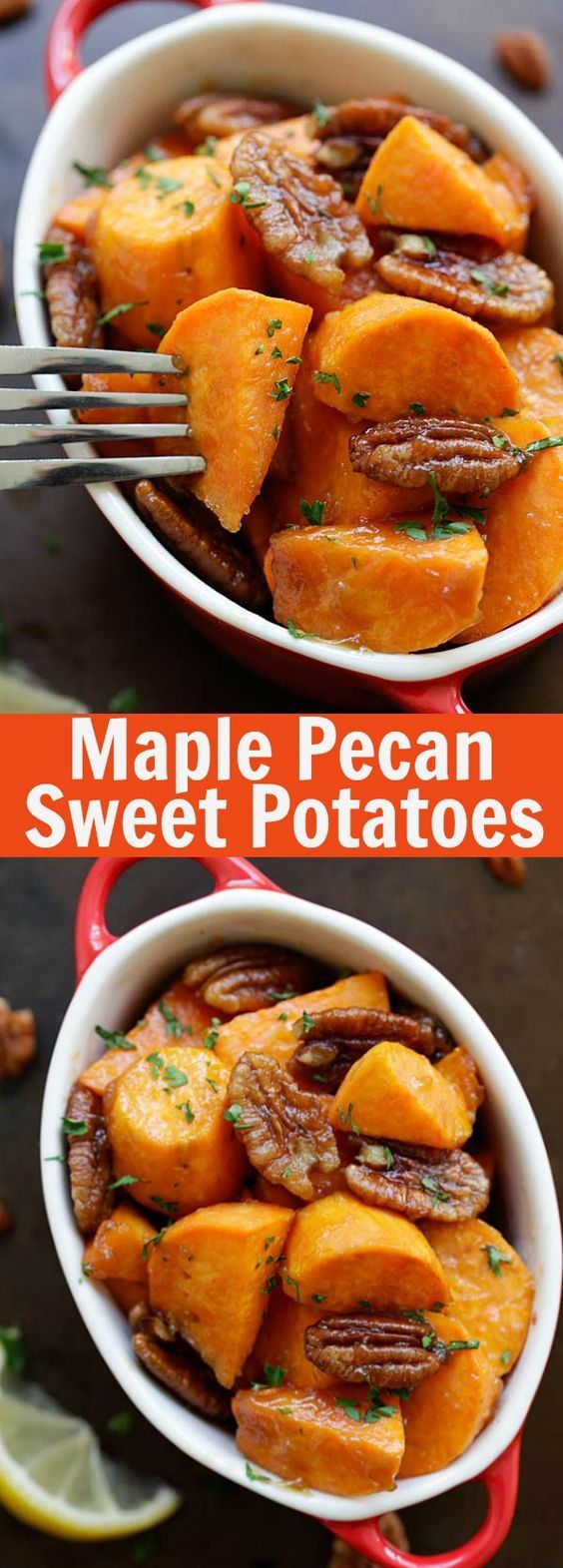 Maple Glazed Sweet Potatoes with Pecan