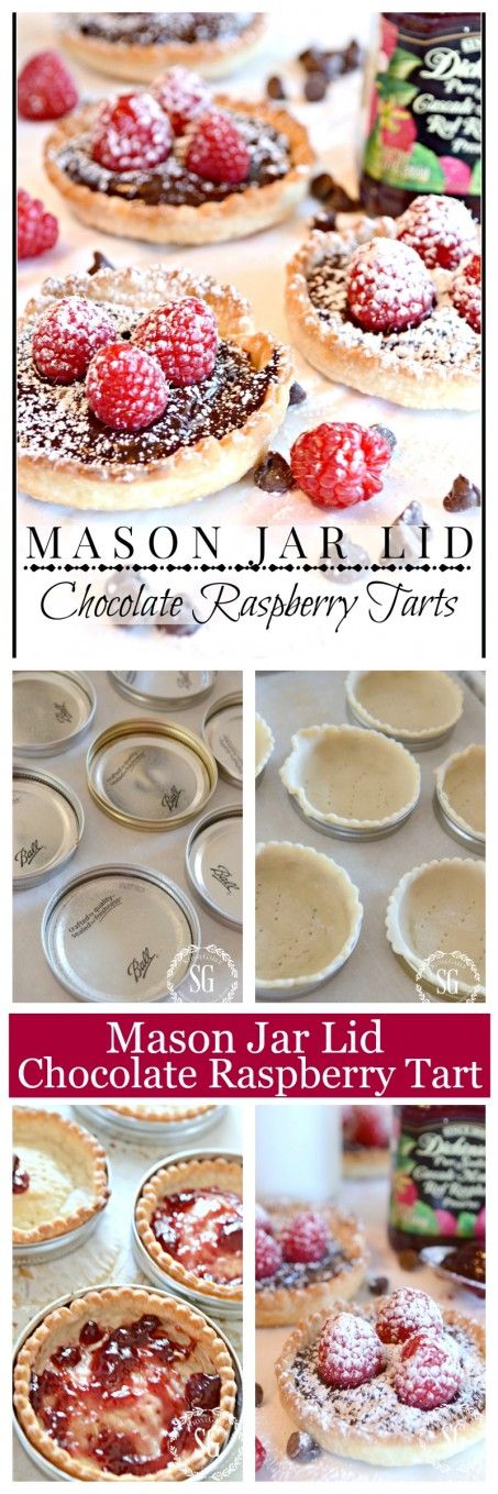 Mason jar lid chocolate raspberry tarts