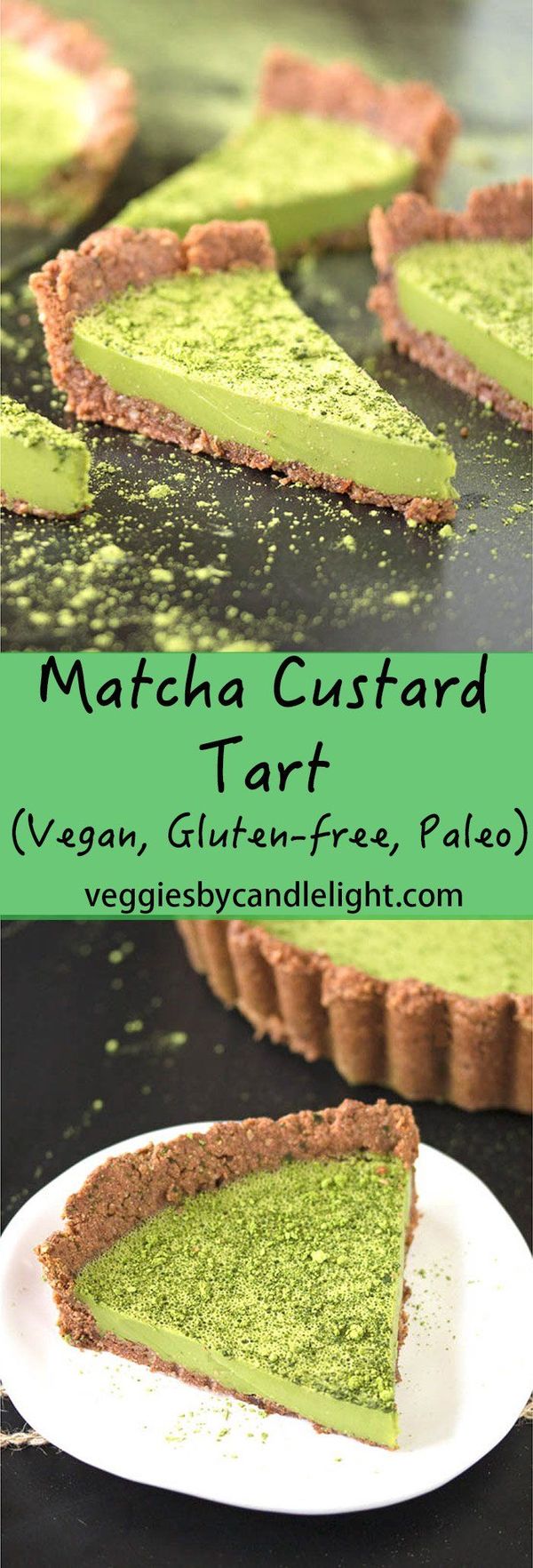 Matcha Custard Tart with Chocolate Crust