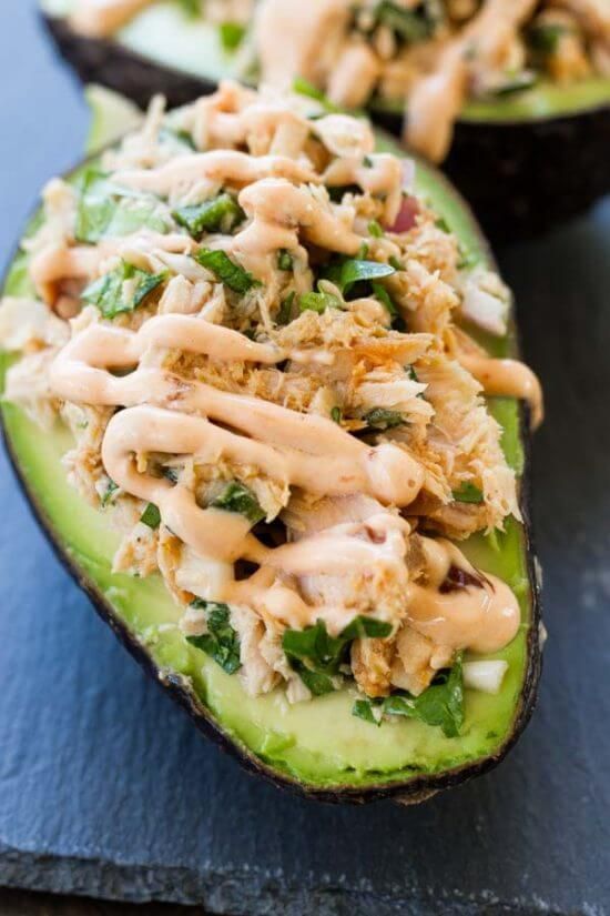 Mexican Tuna Salad Stuffed Avocados