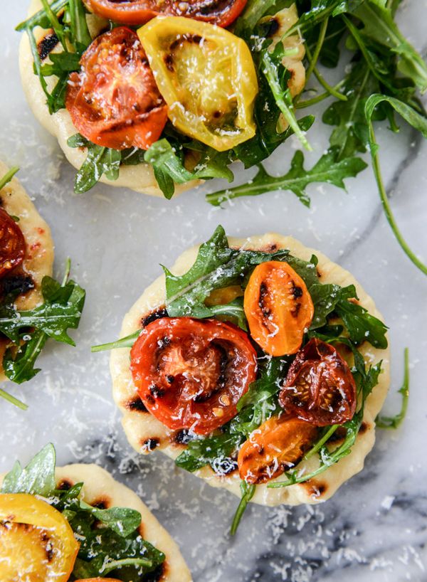 Mini Garlic Butter Skillet Pizzas with Charred Tomatoes