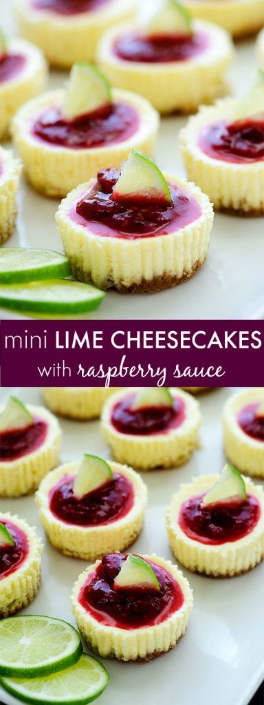 Mini Lime Cheesecakes with Raspberry Sauce