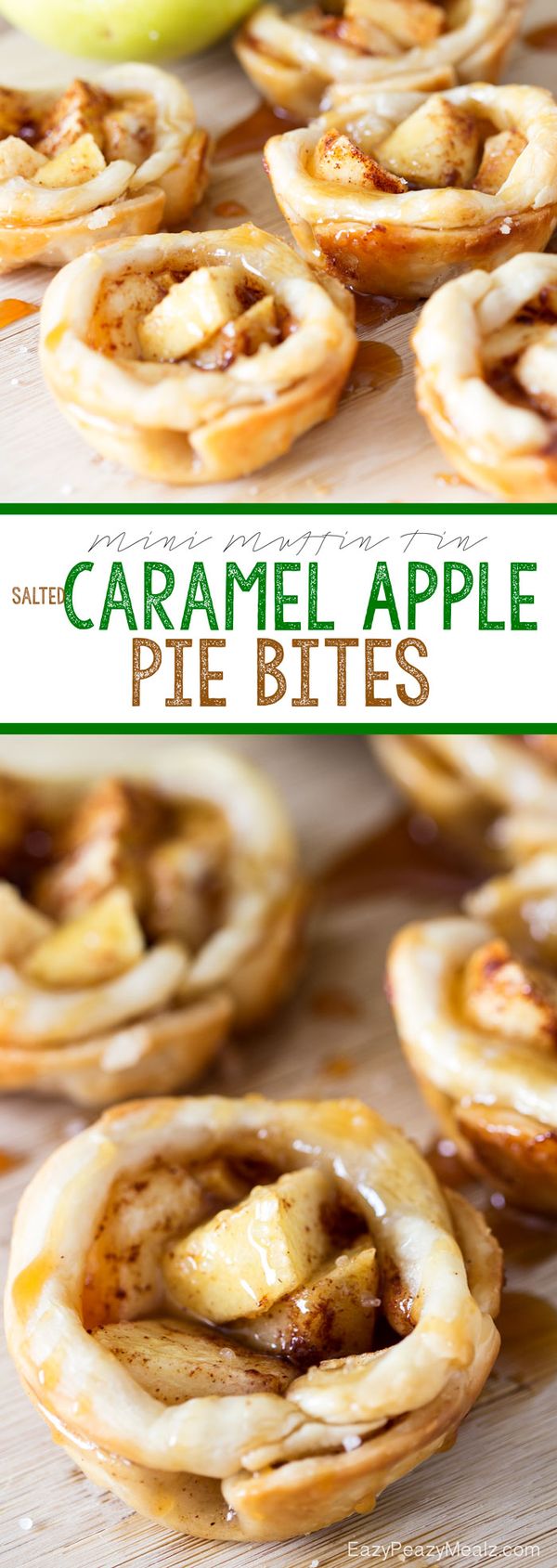 Mini Muffin Tin Salted Caramel Apple Pie Bites