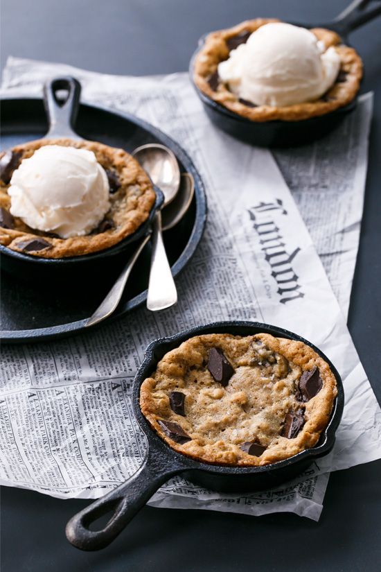 Mini Oatmeal Chocolate Chunk Skillet Cookies