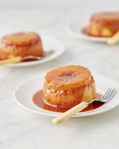 Mini Pineapple Upside-Down Cakes with Rum Caramel Sauce