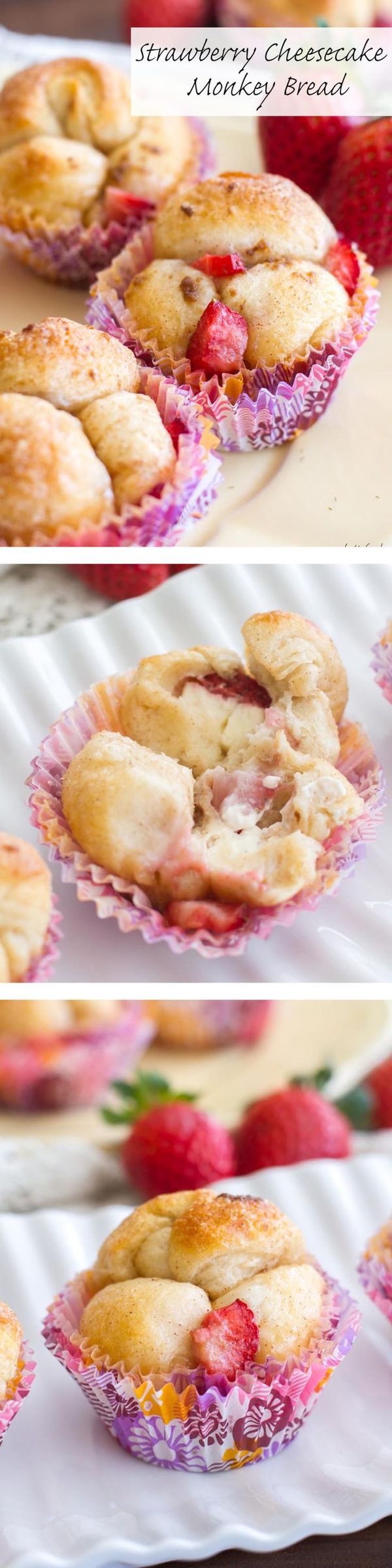 (Mini Strawberry Cheesecake Monkey Bread