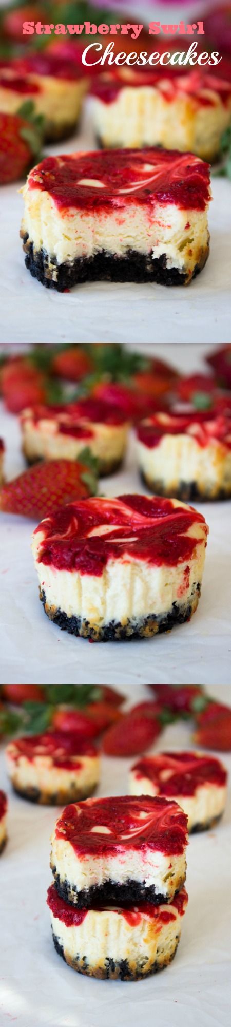 Mini Strawberry Swirl Cheesecake