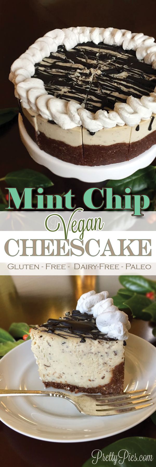 Mint Chip Cheesecake (Vegan