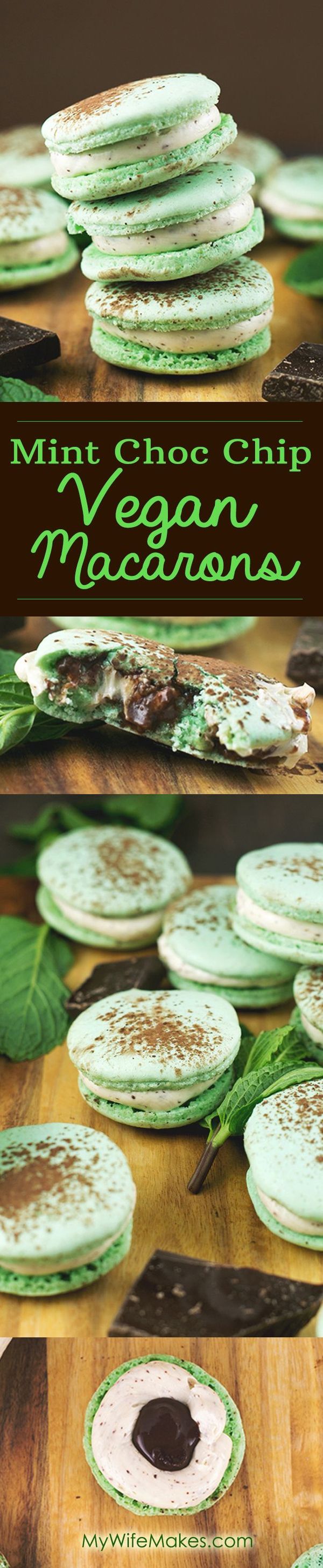 Mint Chocolate Chip Vegan Macarons (Aquafaba