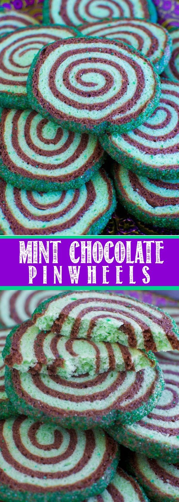 Mint Chocolate Sugar Cookie Pinwheels