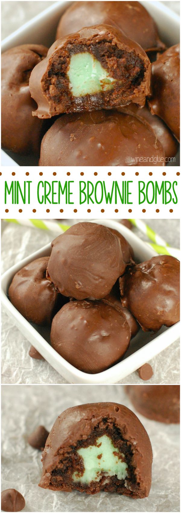 Mint Creme Brownie Bombs