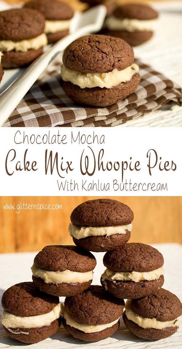 Mocha Cake Mix Whoopie Pies With Kahlua Buttercream