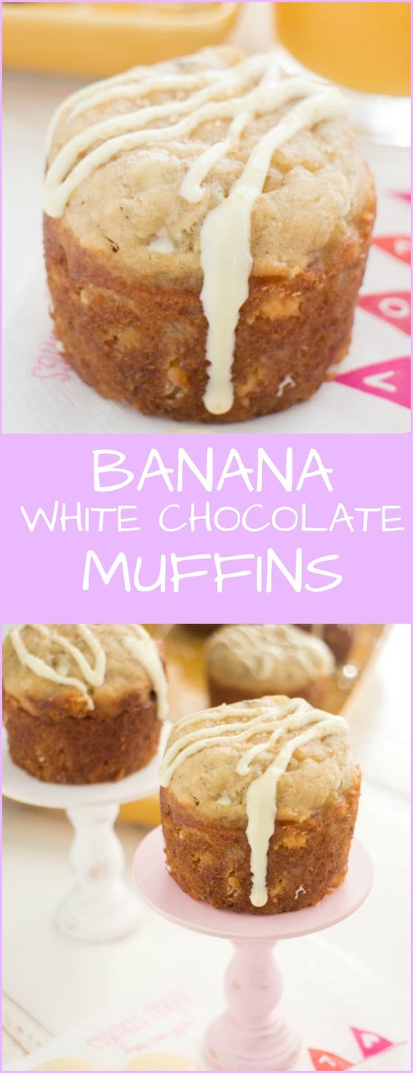 Moist Banana White Chocolate Chip Muffins