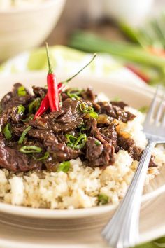 Mongolian Beef over Cauliflower Rice