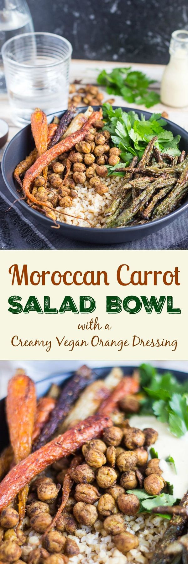 Moroccan Carrot Salad Bowl with Creamy Orange Dressing