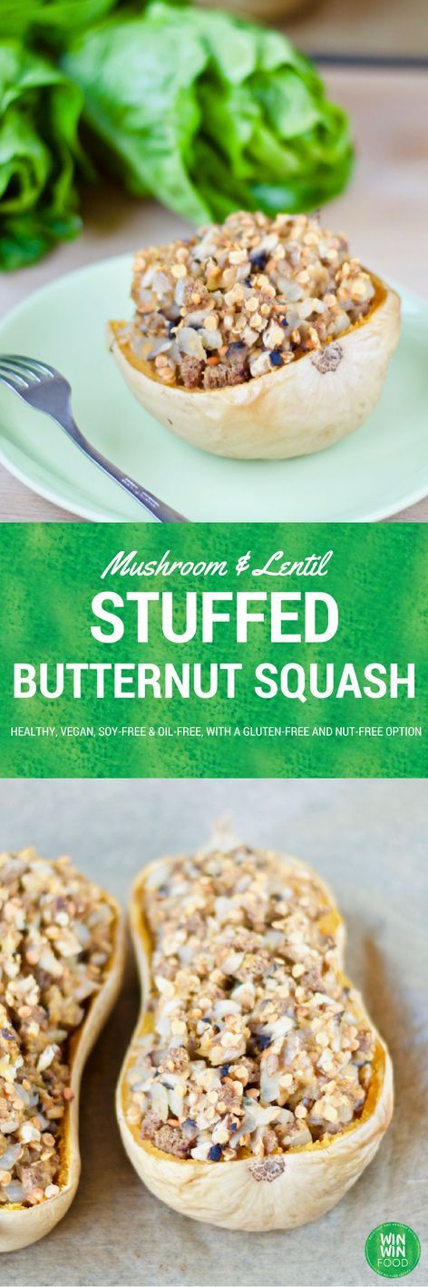 Mushroom & Lentil Stuffed Butternut Squash