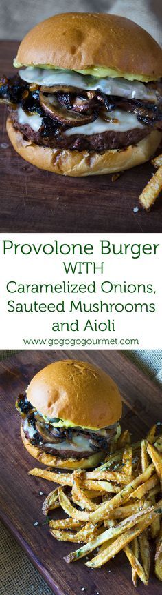 Mushroom Burger with Provolone, Caramelized Onions and Aioli