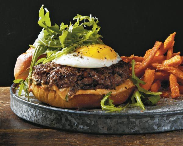 Mushroom Burgers with Fried Egg and Truffle Oil