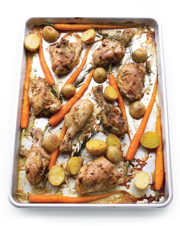 Mustard-Rosemary Chicken With Carrots and Potatoes